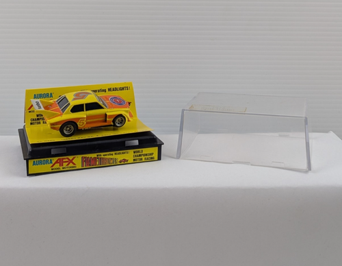 Aurora AFX Magna-Traction #5 BMW Turbo Yellow Orange HO Scale Slot Car