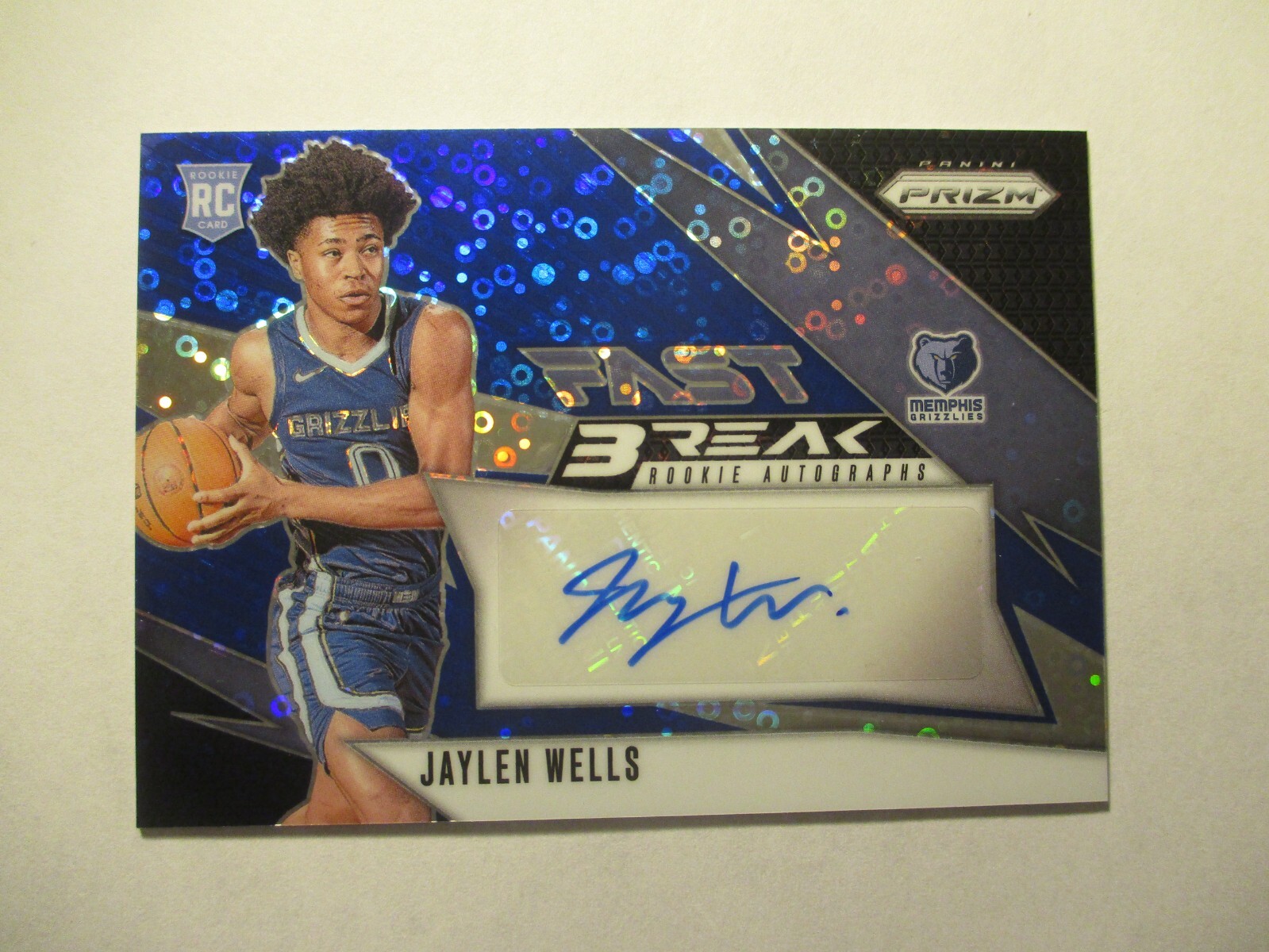 24/25 2024-25 Panini Prizm Jaylen Wells RC Fast Break Blue Rookie Auto #1/49