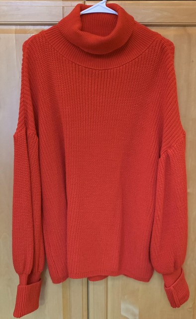 Topshop Oversized Chunky Sweater Womenâs 8 Balloon Sleeve Red Christmas Holiday | eBay