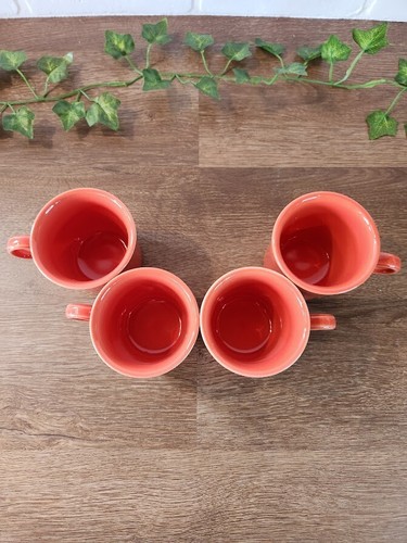 Set of 4 Fiesta Ware Ring Handle Persimmon? Mugs Homer Laughlin MMD 3.5" - Picture 2 of 3
