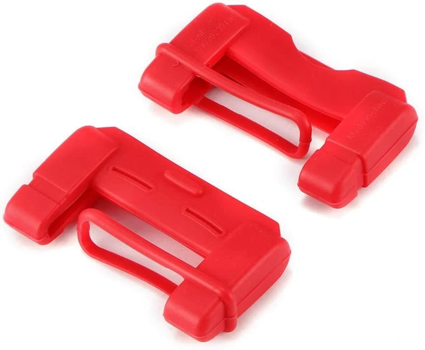 Cubierta protectora de silicona antiarañazos clips de hebilla de cinturón de seguridad rojo 2 piezas Foto 4 de 4