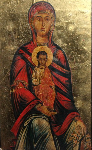 Icono ortodoxo de madera de temple pintado a mano 1994 La Virgen - Imagen 3 de 11