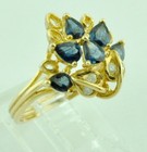 1.05 ct 14k Yellow Gold Laies Natural Pear Blue Sapphire Diamond Ring Cocktail  — photo 1