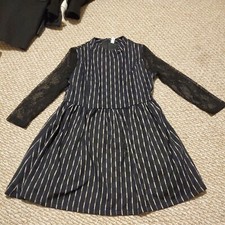 Womens Black Navy Striped Dress Lace Long Sleeve