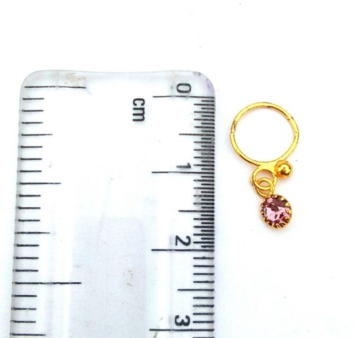 Indian Dangal Nose Ring 18k GoldPlated Ethnic Nose Ear Pin Women Fashion Jewelry - Picture 2 of 5