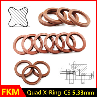 #ad #ad FKM Quad Ring X Ring Square Oil Seal CS 5.33mm ID 10.46 658.88mm Fluorine Rubber $142.75