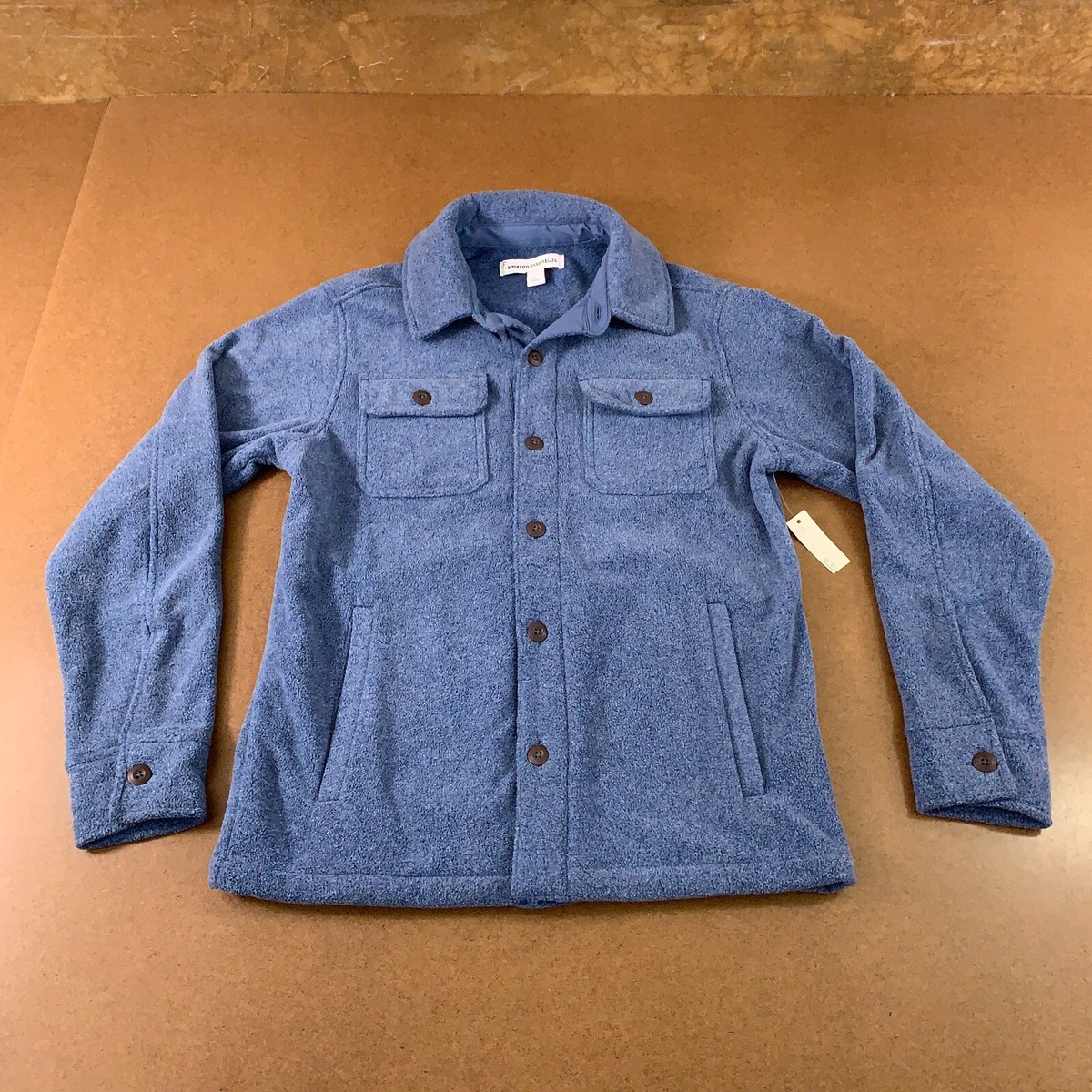 Amazon Essentials Men's Small Blue Long-Sleeve Polar Fleece Shirt - Main Image