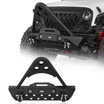 Stinger Front Bumper w/Skid & Winch Plate & Light for 2007-2018 Jeep Wrangler JK