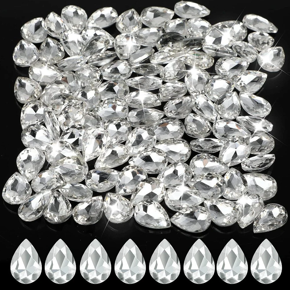 100 PCS Faceted Crystal Rhinestones Beads Glass 3D Gemstone Beads Bracelet