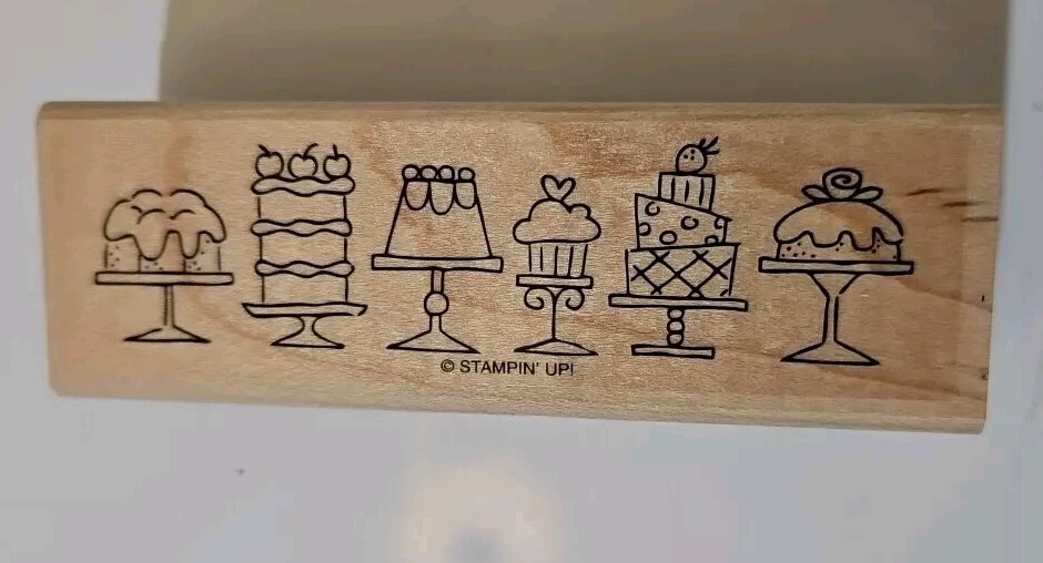 Cake Border Rubber Stamp Wood Mount 1.25