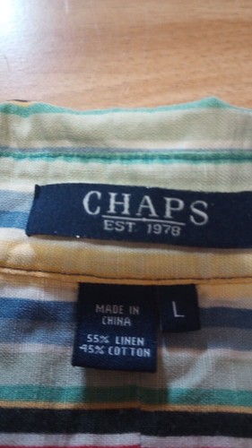 Vintage Ralph Lauren Chaps Mens Size L Top Button Up Linen Cotton Y2k 90s Light - Picture 2 of 11
