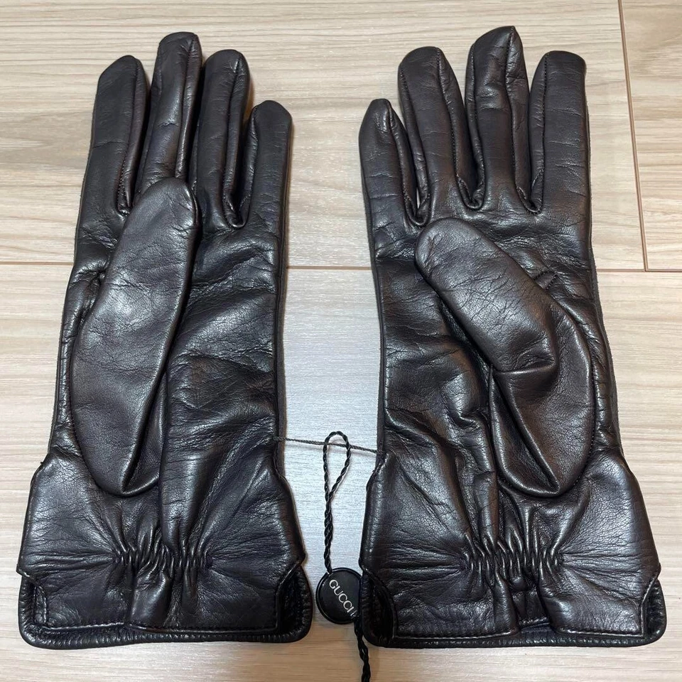 Auténticos Guantes Gucci Vintage Cuero Gamuza Marrón Talla 6 Sin Stock No Usados Foto 2 de 4