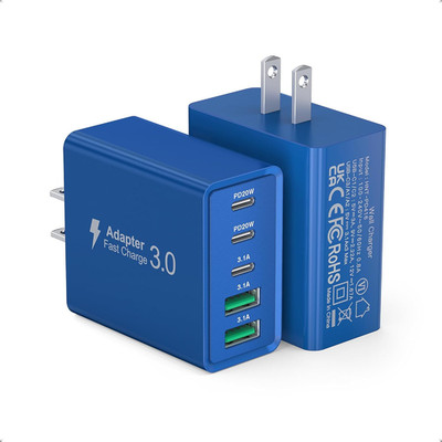 60W USB C Fast Charger Cube,2 Pack PD+QC Charging Block Power Adapter 5 Port Wal