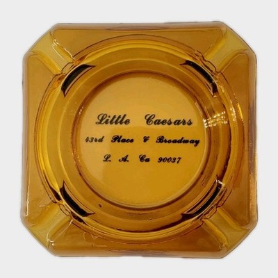 Vintage Glass Marketing Ashtray / Little Caesars / Los Angeles California CA