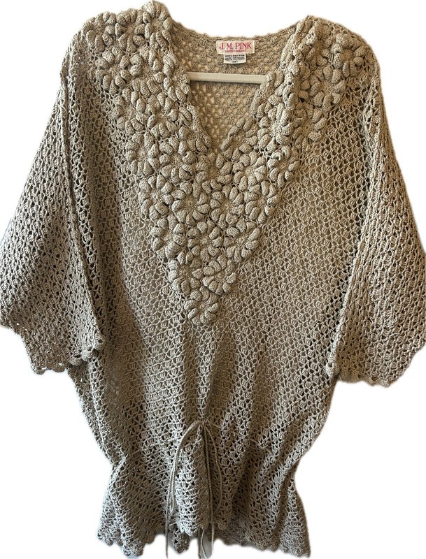 Vintage J.M. PINK Crouchet Top/Tunic Sz 1X Beige