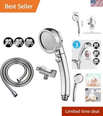 Adjustable Chrome Shower Head with 59-Inch Hose, 3 Settings & Easy Installation