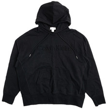 SUDADERA CON CAPUCHA CALVIN KLEIN NUEVA CON ETIQUETAS PARA HOMBRE LOGOTIPO DE GAMUZA EN RELIEVE SUDADERA DE GRAN TAMAÑO talla M NEGRA