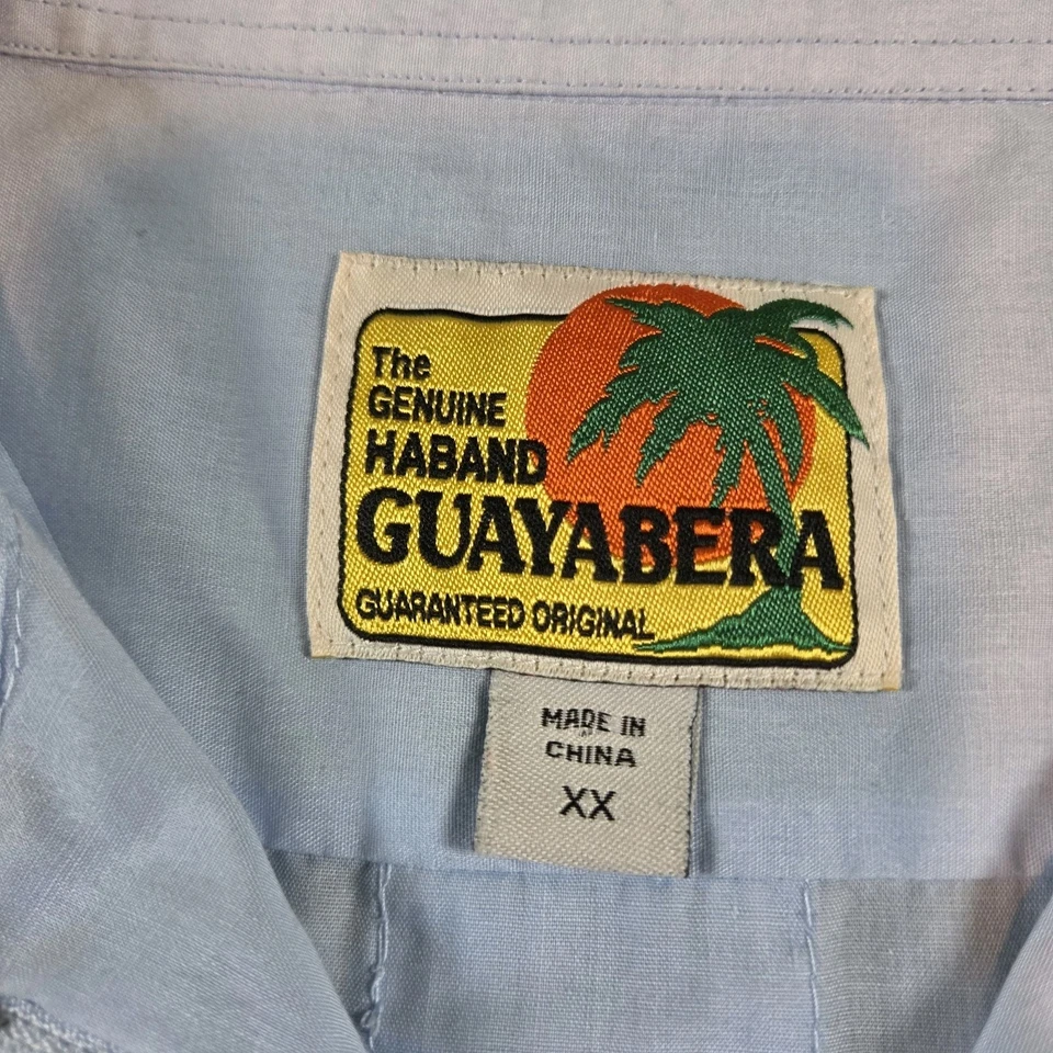 The Genuine Haband Guayabera Men’s XXL Blue Embroidered Casual Shirt Zip Front - Image 2 of 4