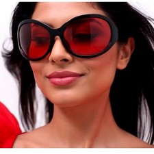 New Red Oversized Oval Sunglasses Club Rave Party DJ Pon 3 Alternative Grunge