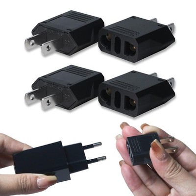 Rukinovi 4Pcs European to Us Plug Adapter,Travel Adapter,Easy B-black 