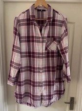 V by Very Pink Plaid Check Longline Overshirt Womens Size 14 Lumberjack 