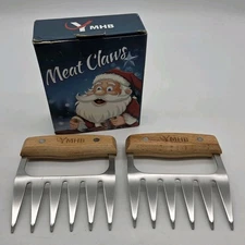 Meat Claws for Shredding BBQ Smoked Meat SS Wooden Handle Stocking Stuffer Gift