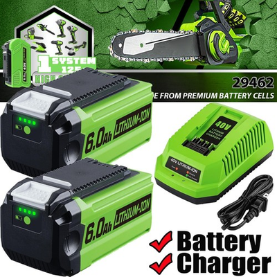 #ad Battery For Greenworks 40V Lithium G MAX Battery Charger 29472 20292 206722 $79.99