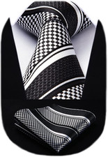 Stripe Tie Mens Ties with Pocket Square Set Classic 3.4'' Silk Formal