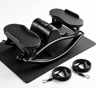Rock Stepper Mini Exercise Machine with Resistance Bands for Home Workouts