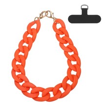 Phone Wrist Strap, 15" Acrylic Cellphone Chain with Tether Tab, Bright Orange