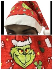 Grinch Christmas Hat For Adults Teens or Child Red Green White Hat - One Size