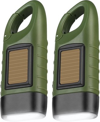 SEANCHEER Hand Crank Solar Powered Flashlights,Compact 2 Packs, Green 