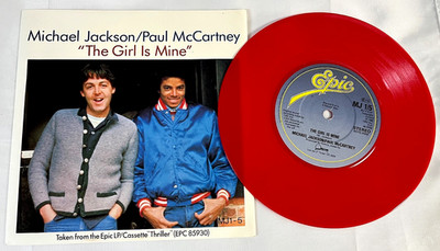 MICHAEL JACKSON / Paul McCartney The Girl Is Mine 7'' UK Red Vinyl 1983 MJ1-5