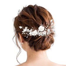 1 PCS Flower Bride Wedding Hair Vine Silver Rhinestone Leaf Hair Accessories