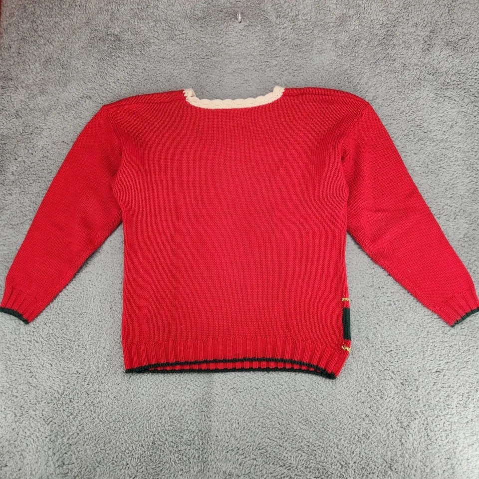 Suéter de Navidad tejido en esquina informal vintage cisnes para mujer M rojo abuela Foto 3 de 4