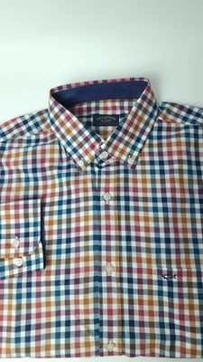 Chemise à carreaux homme Paul & Shark taille 41 L blanc bleu rouge jaune coto... - Photo 1/2