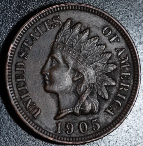 1905 INDIAN HEAD CENT - With LIBERTY & 4 DIAMONDS - AU UNC