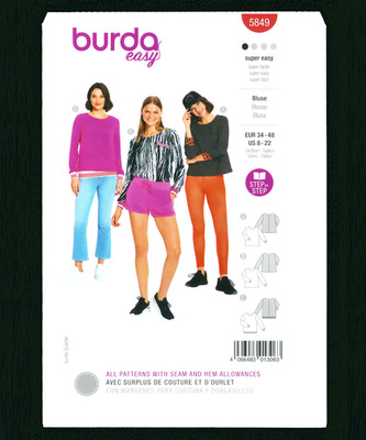 Misses Shirts or Sweatshirt Sewing Pattern (Sizes 8-22) Burda Easy Style 5849