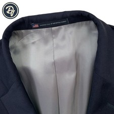 Mens 48 L Hart Schaffner Marx " HSM" Navy Hopsack Knit Bronze Button Wool Blazer