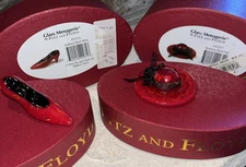 Fitz & Floyd Art Glass Menagerie Sedona Red Hat 43/517 and Red Shoe 43/513