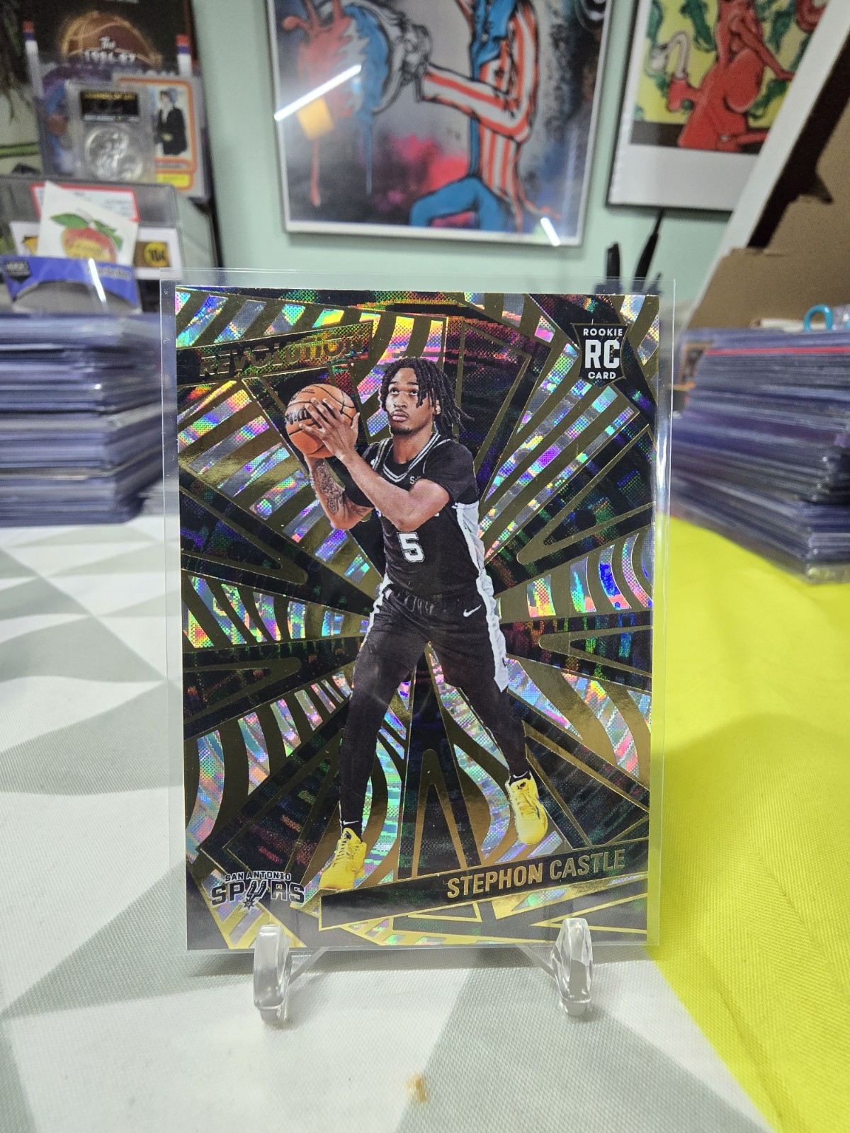 2024-25 Panini Revolution #116 Stephon Castle Fractal Rookie RC Spurs