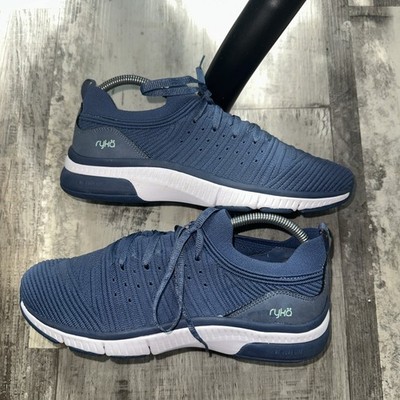 Ryka Romia Women's Stretch Knit Blue Walking Lace Up Athletic Sneakers  9.5