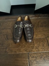 Gucci Guccissima Horsebit Indented Loafers Brown Leather Men’s Size 42.5