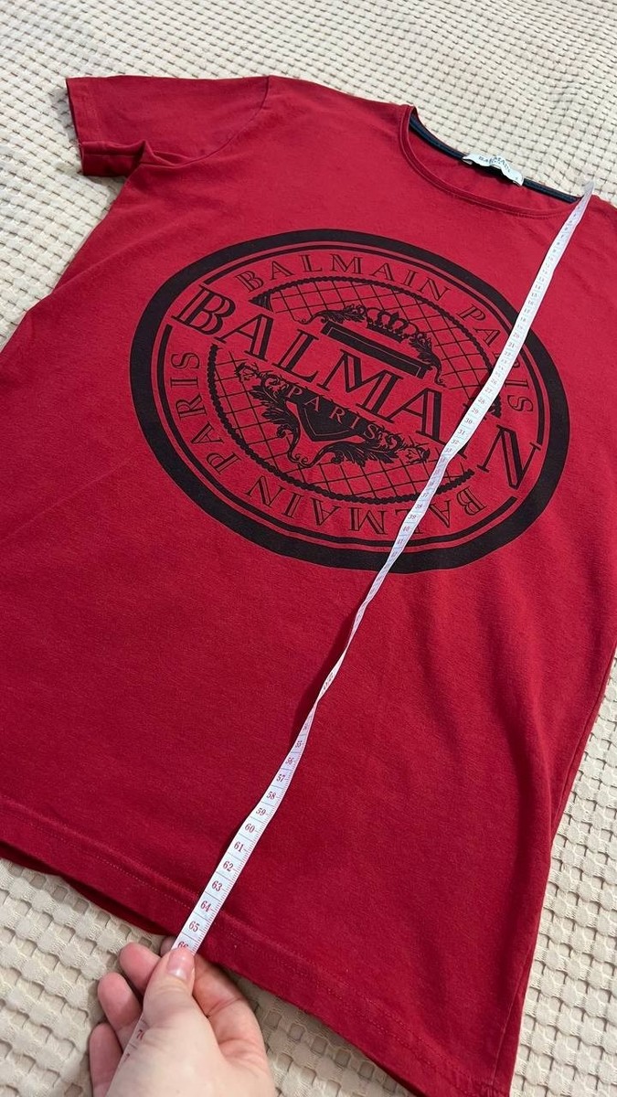 Balmain Paris Men's T-Shirt – Red – Cotton/Lycra – Made in Turkey