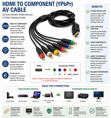 Component Audio Video Cable for PS2 / PS3, HD Multi Out Composite RCA Audio Vide