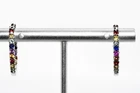 $395 .925 Sterling Silver 1.60CT Natural Sapphire In & Out Cluster Hoop Earrings
