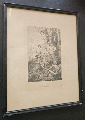 Gabriel FERRIER  GRAVUR 19. JAHRHUNDERT ALLEGORIE FRÜHLING alter Druck  mit Rahm