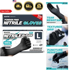 Disposable Nitrile Exam Gloves Black Powder-Free 100 Pcs 4Mil Food Safe