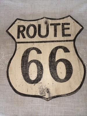 Sign, Wood, Route 66, appears Vintage