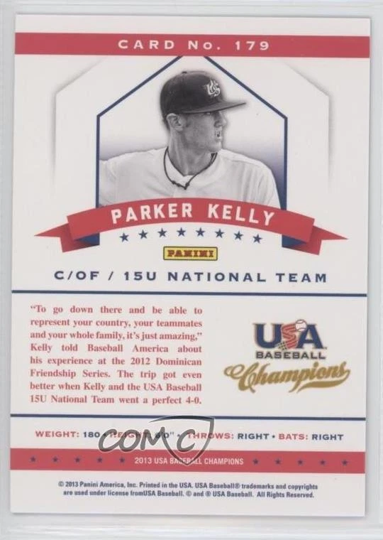 2013 USA Baseball Champions Certified National Team Mirror Blue Parker Kelly - Image 2 of 2